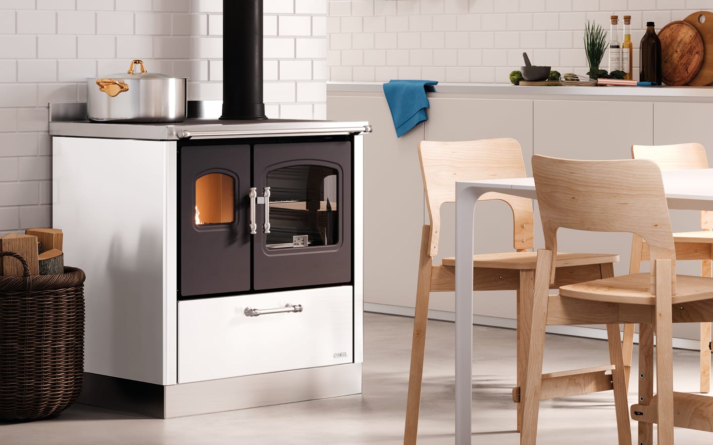 Cucina A Legna Da Incasso Ventilata 6,2 kW Kook 60 Cadel Antracite