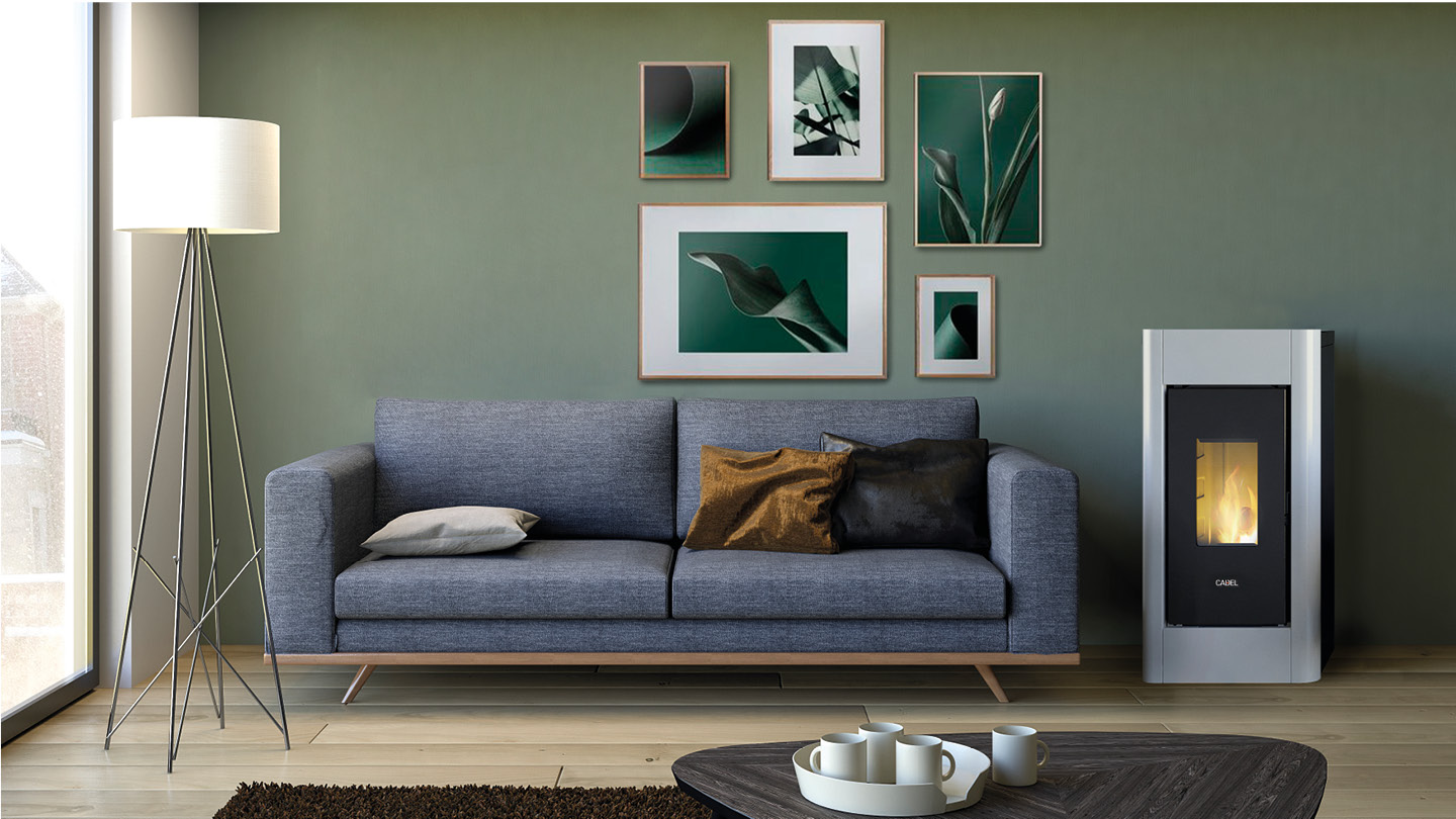 Stufa a pellet in ambiente minimal